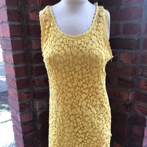 Yellow lace cocktail dress